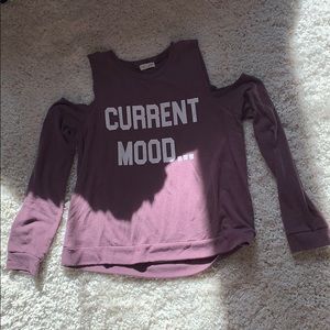 Purple cut out shoulder crew neck